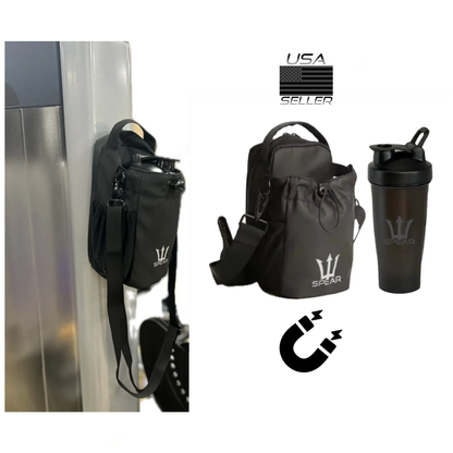 SPEAR Magnetic Gym Bottle Bag with 20oz Shaker Bottle - Organize Your Fitness Gear Efficiently